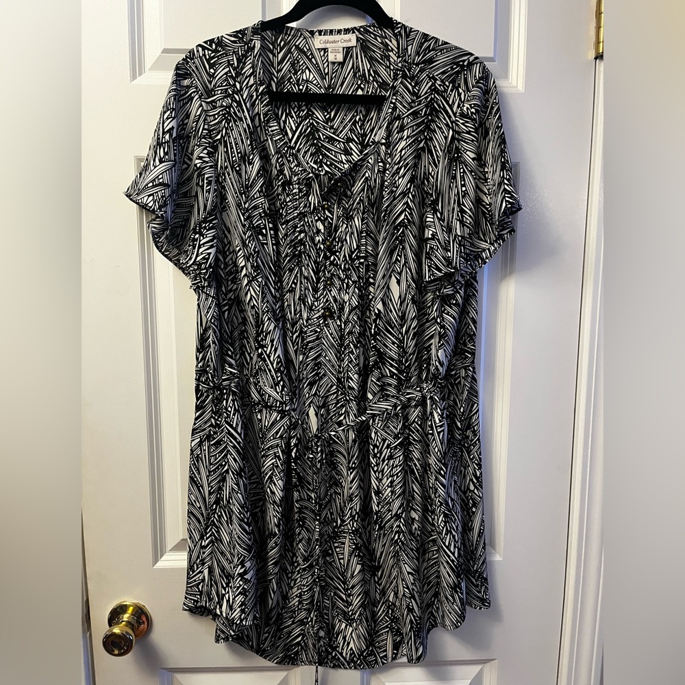 Coldwater Creek Monochrome Leaf Pattern Dress